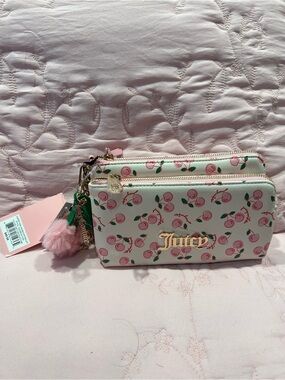 NWT Cherry Girl Double Zip Up Wallet/ Wrislet